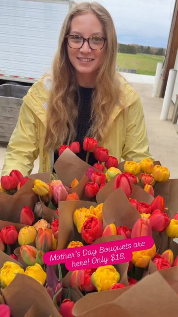 COME & GET THEM! LOCAL, just harvested Mother’s Day Bouquets. Only $18 each @providenceorganicfarm.  Big thanks to @natalies_petals for her gorgeous tulips! #torchlake #centrallakemichigan #bellairemichigan #charlevoixmichigan #elkrapidsmichigan