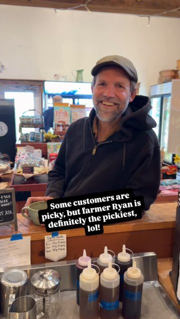 This was actually what he just said to me, (kind of teasing, kind of not!) and I made him say it again for the camera, lol! This is why we built our own coffee shop!  And we found the BEST shade-grown, certified-organic coffee beans, (roasted locally) from @highergroundstradingco ! And also why we use the BEST grass-fed, “cream-plugging-the-top” local cow’s milk (yes, in glass bottles we can return!) #coffeesnob #providenceorganicfarmers #highergroundscoffee #thefarmerscreamery #torchlakemichigan