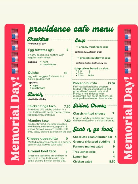 Open on Memorial Day!
All current military & veterans may have 50% off breakfast & lunch, plus free drinks.
Thank you for your service.🇺🇸🇺🇸🇺🇸 ❤️ Andrea & Ryan Romeyn at Providence Organic Farm #torchlake #bellairemichigan #centrallakemichigan #charlevoixmichigan #elkrapidsmichigan