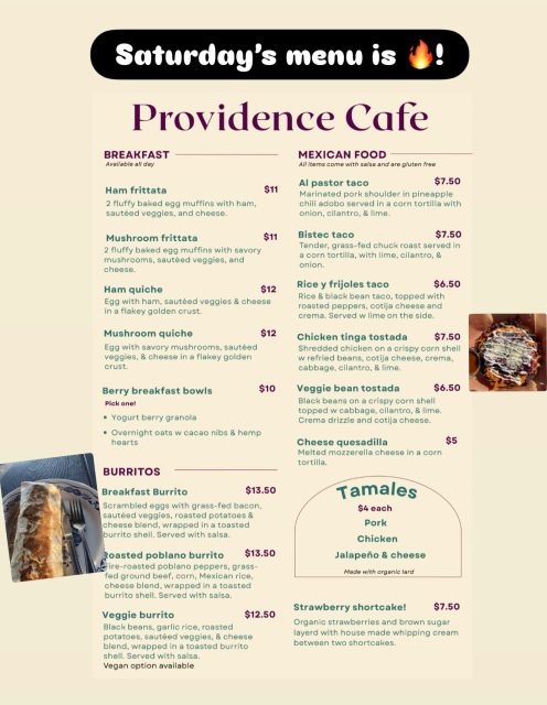 Authentic Mexican Pop-Ups using organic produce, organic chicken, grass-fed beef & forest-raised pork! Where else can you find this amazing combination? 😃🔥🌱 🌮 (the road we’re on - M-88 -  is OPEN!!!)

🌱Providence Organic Farm grows 25 acres certified organic vegetables, and raises grass-fed & finished beef & lamb, plus heritage-breed pork in the forest.  You can ALSO get our veggies weekly or every-other-week through our CSA Farm Box memberships. Head to ProvidenceOrganicFarm.com to learn more/sign-up.

🌱Providence has an on-farm cafe featuring organic espresso drinks, farm-to-table breakfast, lunch & dinner for dine-in or Togo, & a farm market!  Get all-natural groceries, local art & pottery, authentic French pastries and more! 🥐🥮🧁

🌱Providence is located at 5695 N M-88, 1 mile east of US 31 at Eastport. (On the north end of Torch Lake)  Providence is open every day but Sunday, 8:00 AM - 6:00 PM.  #torchlakemichigan #bellairemichigan #elkrapidsmichigan #charlevoixmichigan #traversecitymichigan